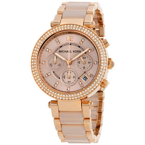 women's rose gold tone smart watch michael kors|Michael Kors parker chronograph watch.